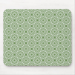 Sage Green White Geometric Seamless Pattern Mouse Pad
