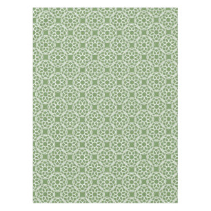 Sage Green White Geometric Seamless Pattern Tablecloth