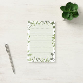 Sage Green White Minimal Boho Plants Post-it Notes