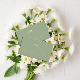 Sage Green & White Monogram Wedding Place Card