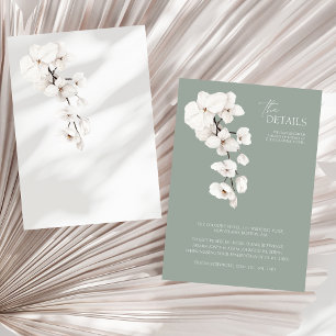 Sage Green White Orchid Wedding Details Enclosure Card