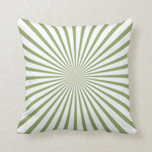 Sage Green & White Radiant Stripes Cushion
