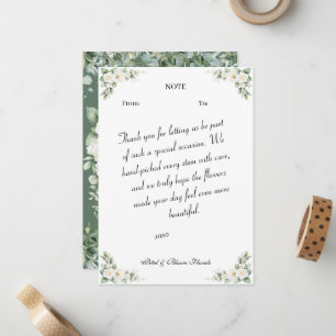 Sage Green White Rose Flower Shop Note Card