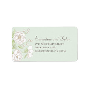 Sage Green White Rose Wedding Address Labels