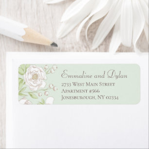 Sage Green White Rose Wedding Address Labels