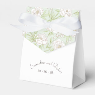 Sage Green White Rose Wedding Favour Box