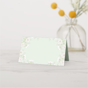 Sage Green White Rose Wedding Place Card