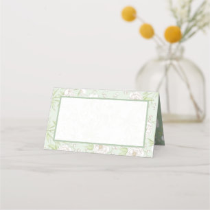 Sage Green White Rose Wedding Place Card