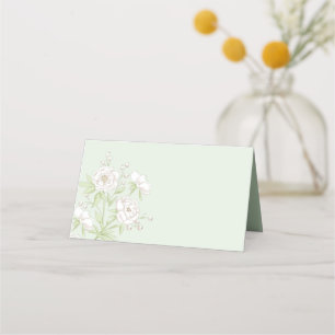 Sage Green White Rose Wedding Place Card