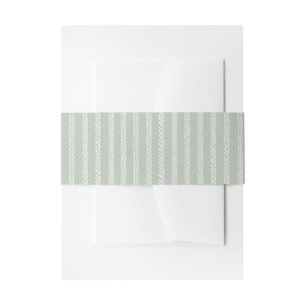 Sage Green & White Stripes Wedding Invitation Belly Band
