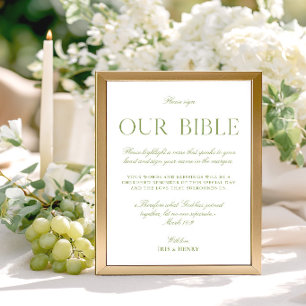 Sage Green & White Wedding Our Bible Sign
