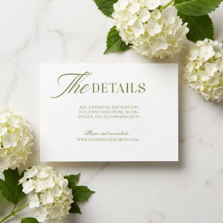 Sage Green & White Wedding Website Enclosure Card