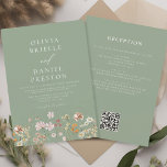 Sage Green Wildflower All in One QR Code Wedding Invitation<br><div class="desc">Immerse your guests in the romance of nature with our Boho Wildflower Garden Wedding Invitation. Inspired by the beauty of untamed blooms, this invitation captures the essence of a free-spirited celebration. The enchanting design features delicate wildflowers dancing amidst lush greenery, setting the perfect tone for your garden wedding. The boho-chic...</div>