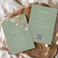 Sage Green Wildflower All in One QR Code Wedding