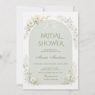 Sage Green Wildflower Arch Bridal Shower Invitation