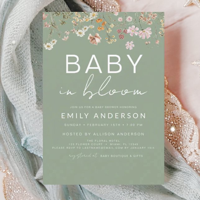 Sage Green Wildflower Baby in Bloom Baby Shower (Creator Uploaded)