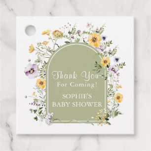 Sage Green Wildflower Baby In Bloom Baby Shower Favour Tags