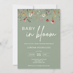 Sage Green Wildflower Baby in Bloom Baby Shower Invitation