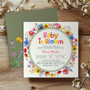 Sage Green Wildflower Baby in Bloom Baby Shower  Invitation