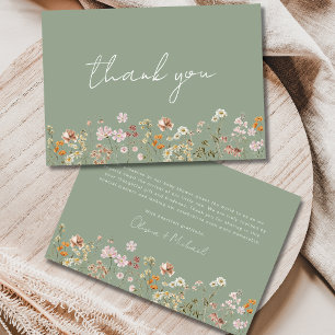 Sage Green Wildflower Baby in Bloom Baby Shower Thank You Card