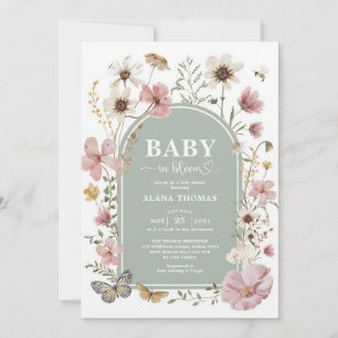 Sage Green Wildflower Baby Shower Invitation