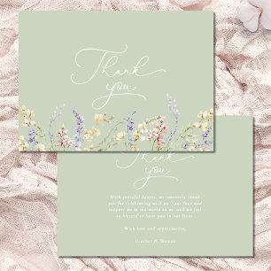 Sage Green Wildflower Baby Shower Thank You Card