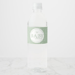 Sage Green Wildflower Baby Shower Water Bottle Label