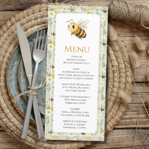 Sage Green Wildflower Bee Custom Baby Shower Menu