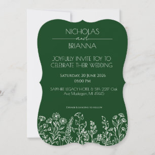 Sage Green Wildflower Bohemian Wedding Invitation