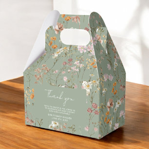 Sage Green Wildflower Boho Baby In Bloom Garden Favour Box