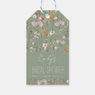 Sage Green Wildflower Boho Bridal Shower In Bloom Gift Tags