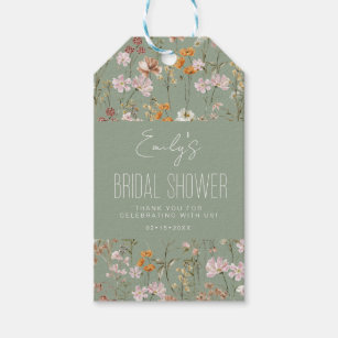 Sage Green Wildflower Boho Bridal Shower Thank You Gift Tags