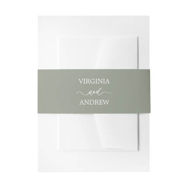 Sage Green Wildflower Boho Invitation Belly Band (Front Example)