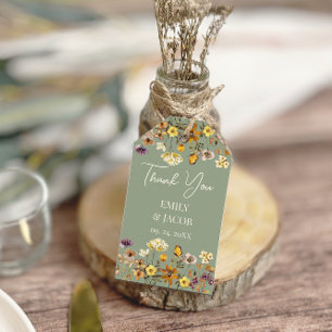 Sage Green Wildflower Boho Wedding  Gift Tags