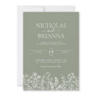 Sage Green Wildflower Boho Wedding Modern Monogram