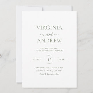Sage Green Wildflower Boho Wedding Monogram Invitation