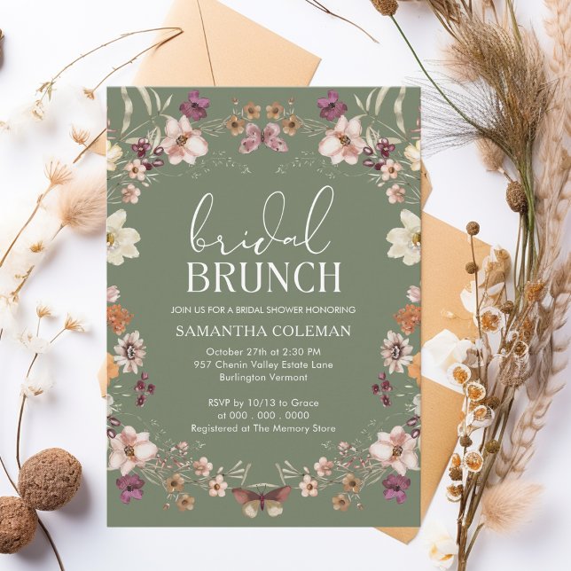 Sage Green Wildflower Bridal Brunch Bridal Shower Invitation (Creator Uploaded)