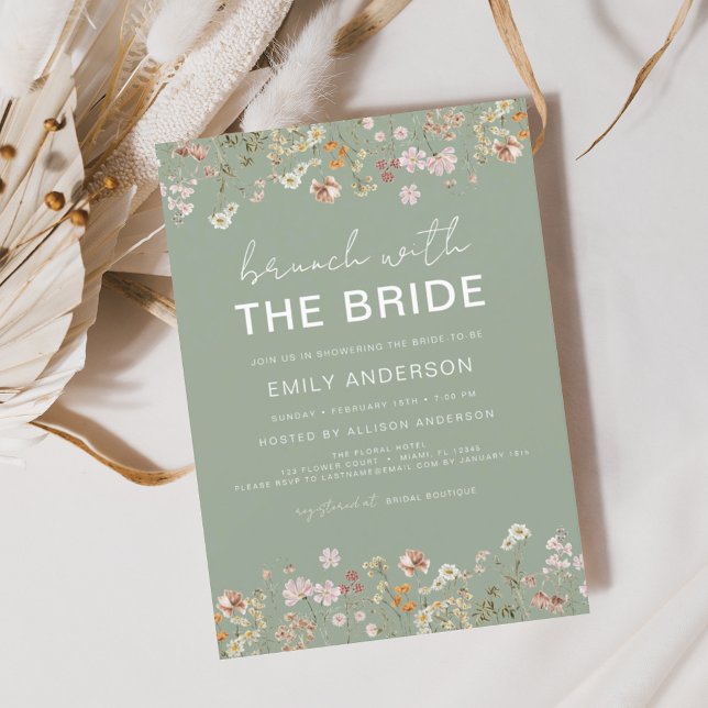 Sage Green Wildflower Bridal Brunch Invitations (Creator Uploaded)