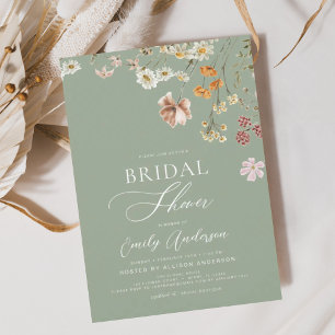 Sage Green Wildflower Bridal Shower Invitation