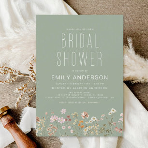 Sage Green Wildflower Bridal Shower Invitation