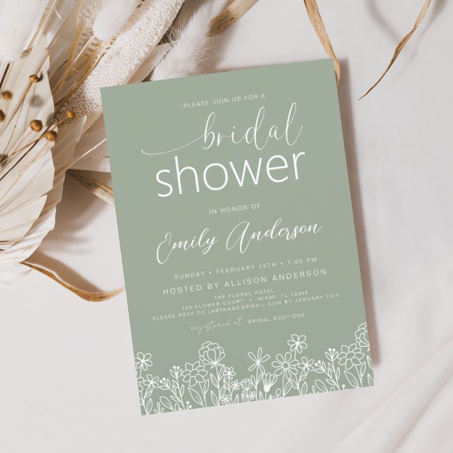 Sage Green Wildflower Bridal Shower Invitation (Creator Uploaded)
