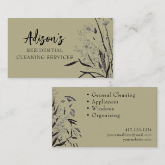 Sage Green Wildflower Business Card