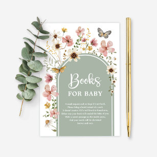 Sage Green Wildflower Butterfly Books for Baby Enclosure Card