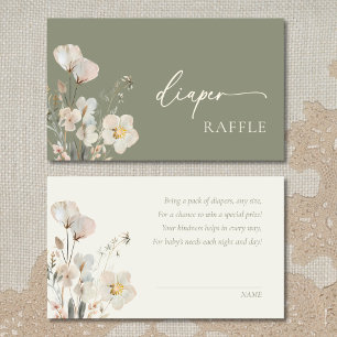 Sage Green Wildflower Diaper Raffle Enclosure Card