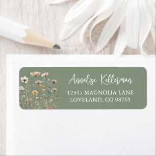 Sage Green Wildflower Floral Return Address