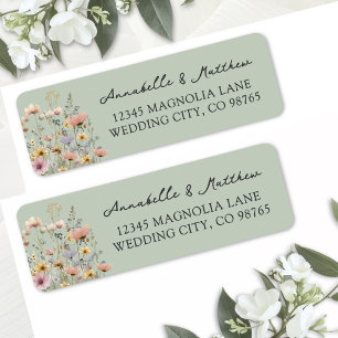 Sage Green Wildflower Floral Return Address