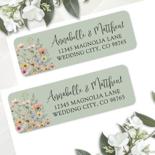 Sage Green Wildflower Floral Return Address