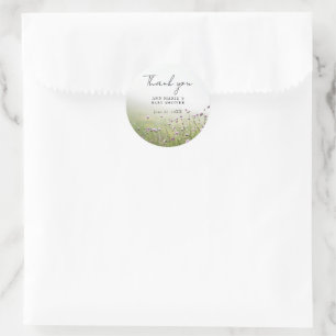 Sage Green Wildflower Meadow Baby Shower Thank You Classic Round Sticker