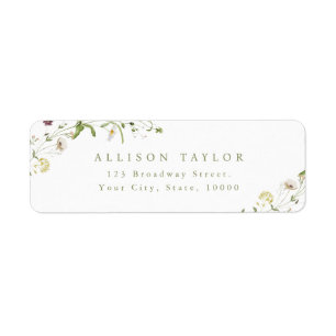 Sage Green Wildflower Rustic Boho Return Address