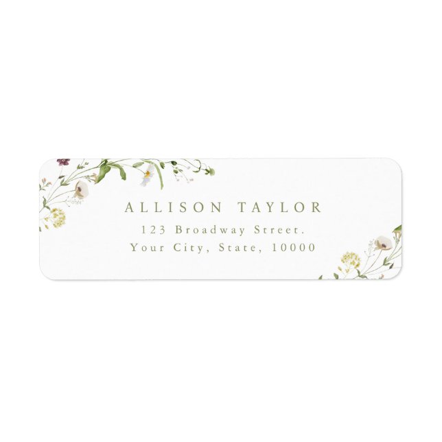 Sage Green Wildflower Rustic Boho Return Address (Front)